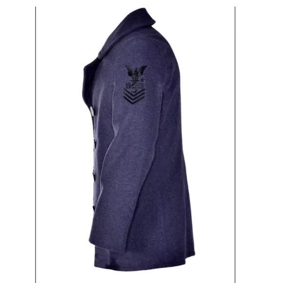 SCHOTT NYC WOOL BLEND PEA COAT JACKET SLIM FIT - Picture 2 of 7